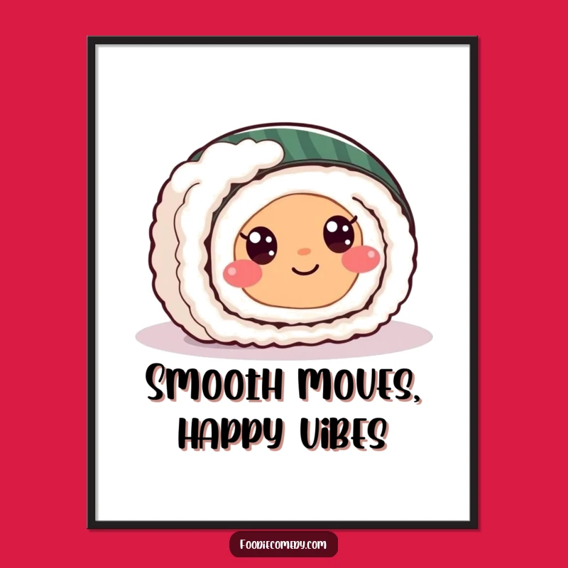 Funny Sushi Roll Digital Art Print - Instant Joyful Decor for Foodie Fun