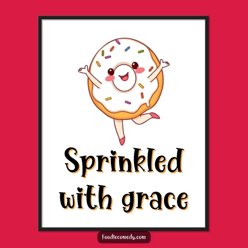 Funny Ballet Donut Digital Art - Sprinkled Pirouette Print, Humorous Decor!