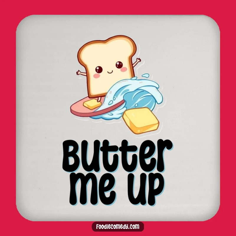 Funny Bread Drink Coaster: Surfing Slice Protection, Humorous Breakfast Decor Gift