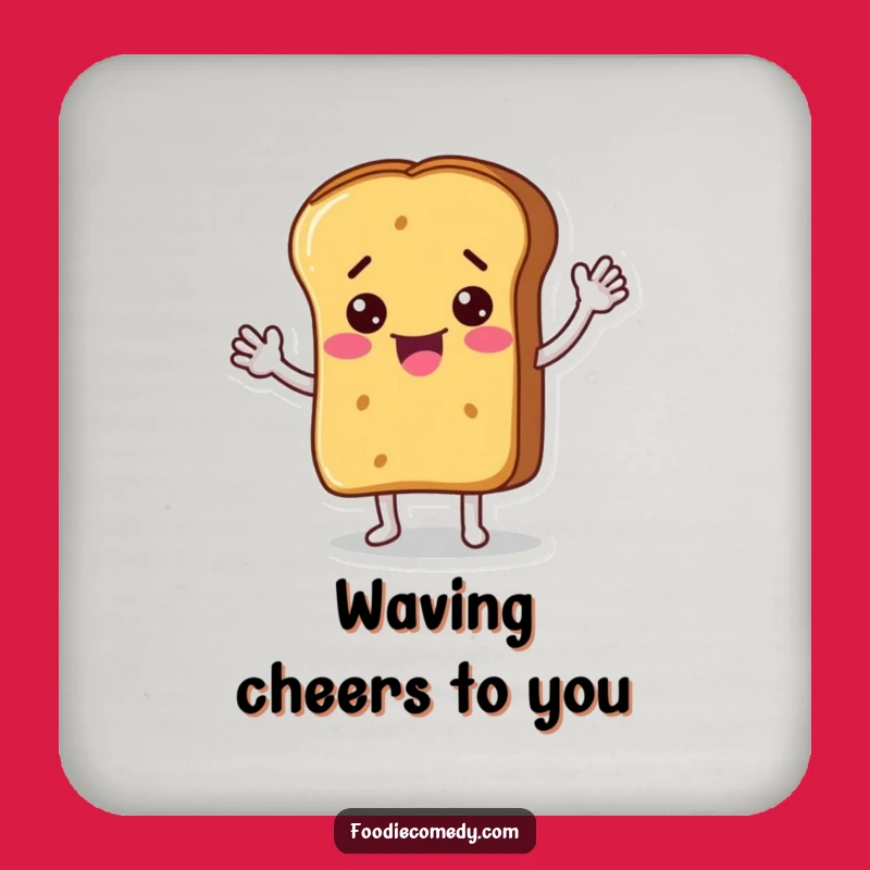Funny Bread Loaf Waving Drink Coaster: Protect Surfaces with Humorous Food Art