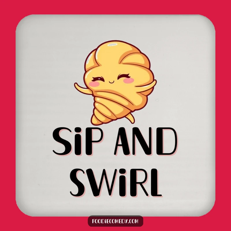 Funny Croissant Flamenco Swirl Drink Coaster - Protect Surfaces with Pastry Panache