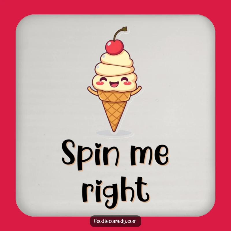 Funny Giggling Ice Cream Cone Coasters - Hilarious Cartoon Spin Set Gift