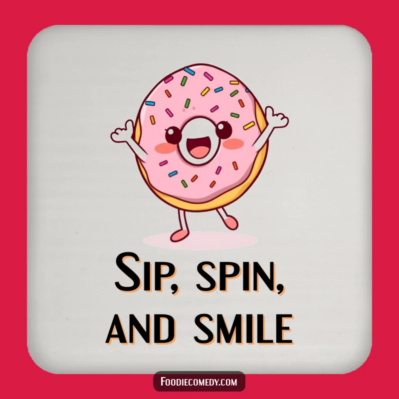 Funny Happy Donut Dance Coaster: Protect Surfaces with Fun