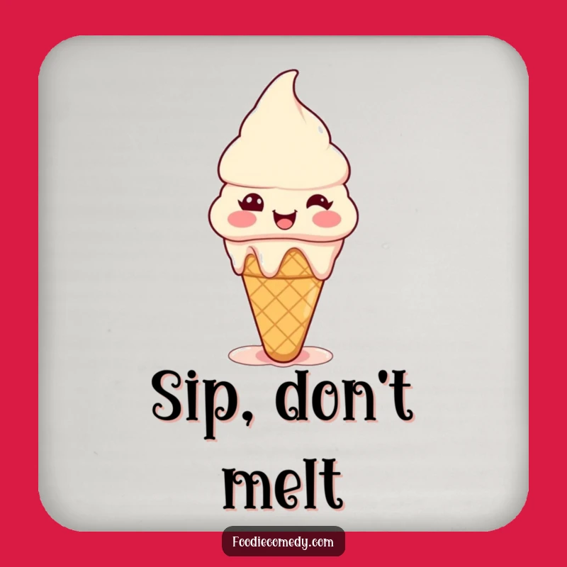 Funny Happy Ice Cream Cone Coaster Set: Protect Surfaces with Sweet Fun