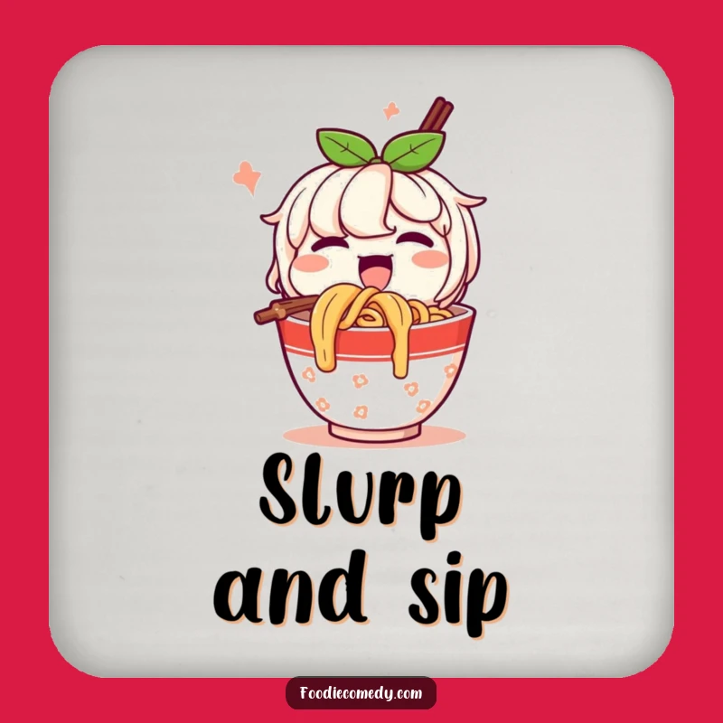 Funny Happy Noodles Coaster: Protect Surfaces with Flavor! A Hilarious Gift