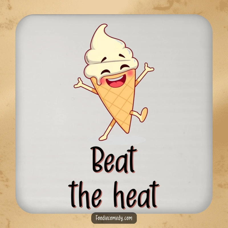 Funny Ice Cream Coaster: A coaster featuring a breakdancing ice cream cone, adding fun and protecting surfaces.