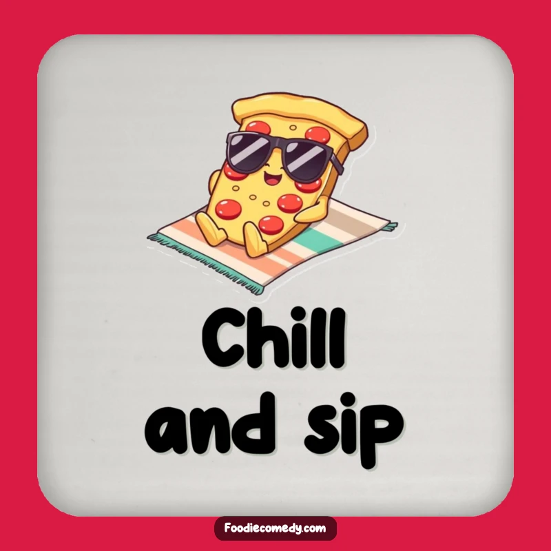 Funny Kawaii Pizza Sunglasses Drink Coaster: Protect Surfaces with Cool Style