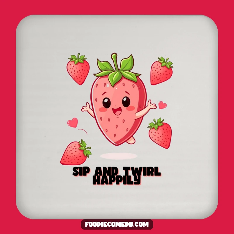 Funny Strawberry Twirl Coaster: Protect Surfaces with Sweetness