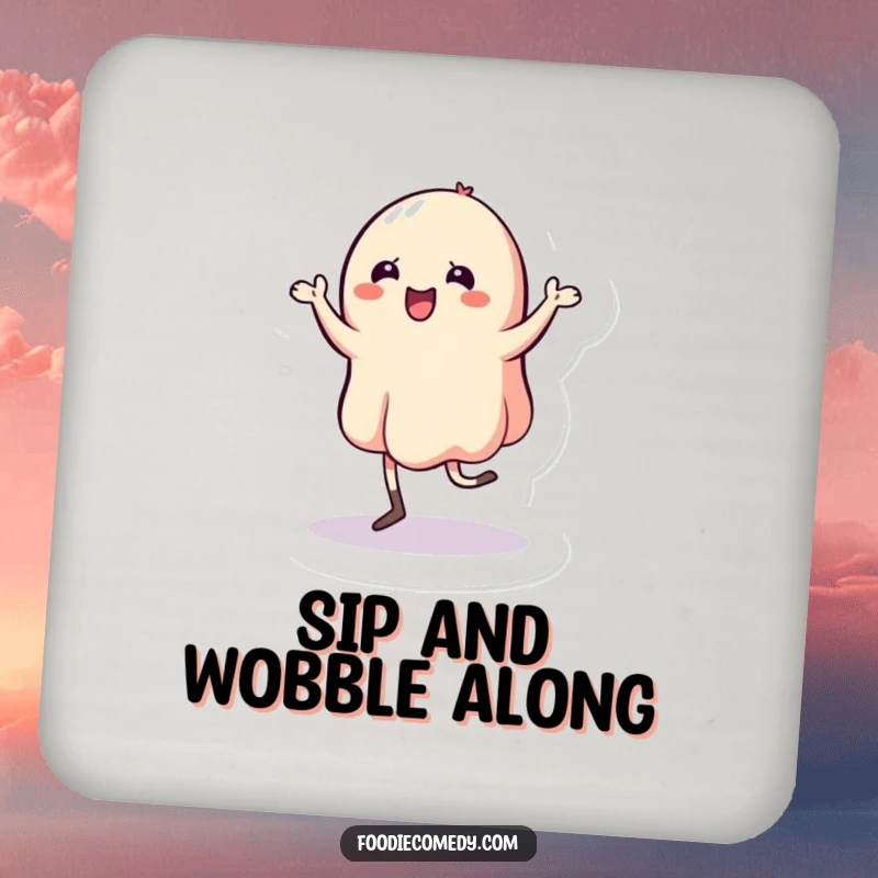 Funny Jelly Coaster: A wobbly jelly character dances a jig, adding playful charm to any table.