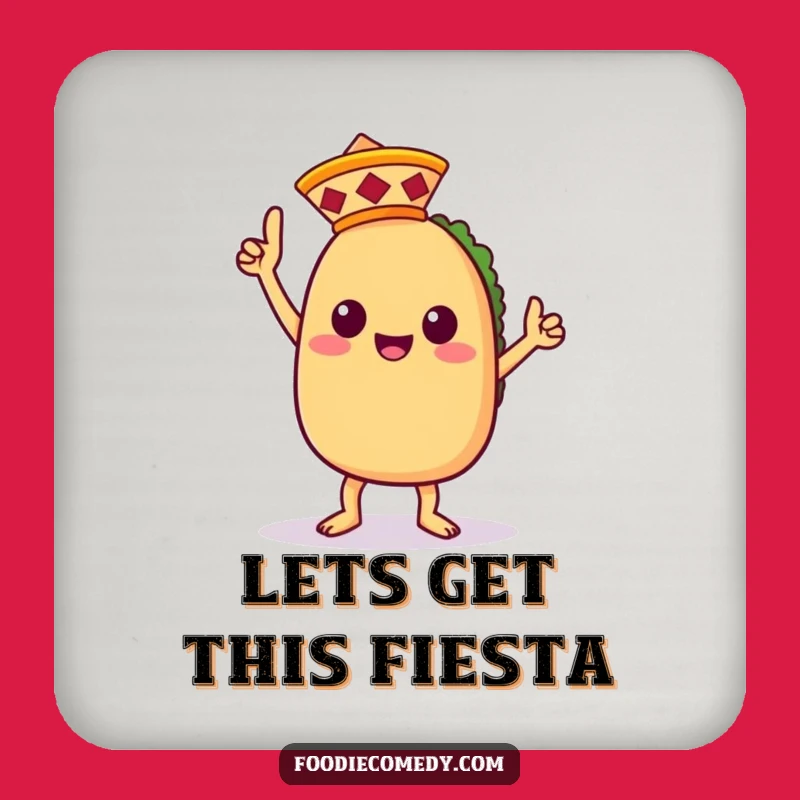 Kawaii Taco Victory Dance Coaster - Protect Surfaces with Funny Taco Art - Unique Funny Gift