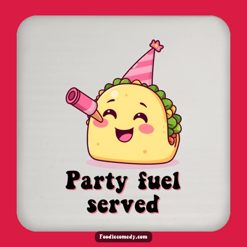 Funny Taco Drink Coaster: Fiesta Party Taco Protection, Humorous Foodie Decor Gift