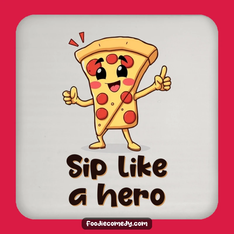Funny Pizza Slice Hero Coaster: Food Protector, Perfect Funny Gift for Tables
