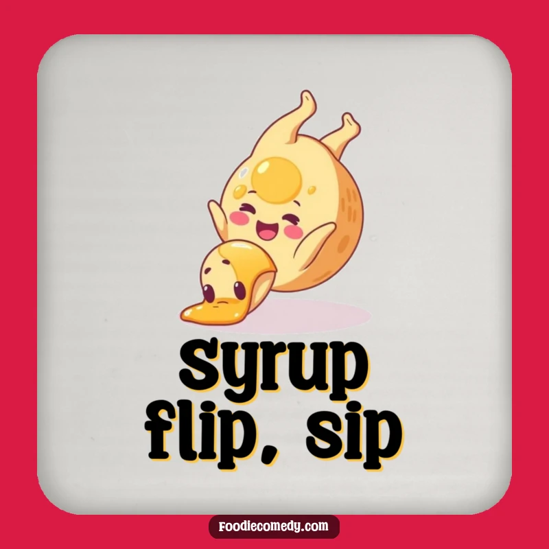 Funny Pancake Somersault Coaster Set: Protect Surfaces with Breakfast Laughs