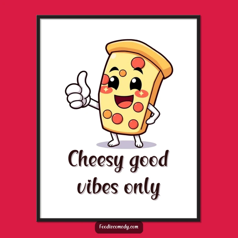 Funny Pizza Slice Thumbs Up Poster: Add Cheesy Humor to Your Walls!