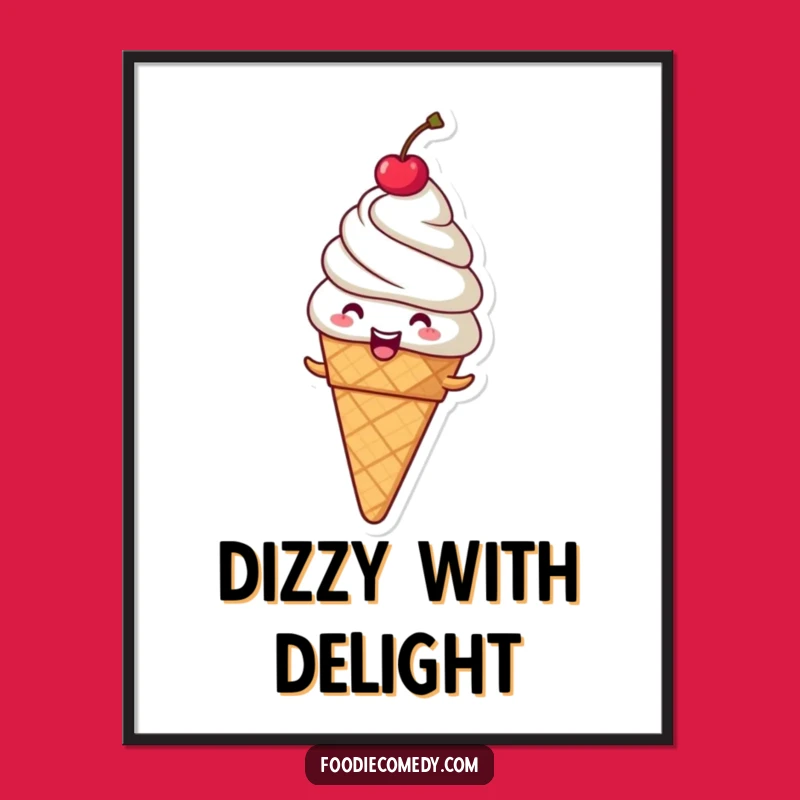 Funny Giggling Ice Cream Cone Poster - Add a Swirl of Fun to Your Walls