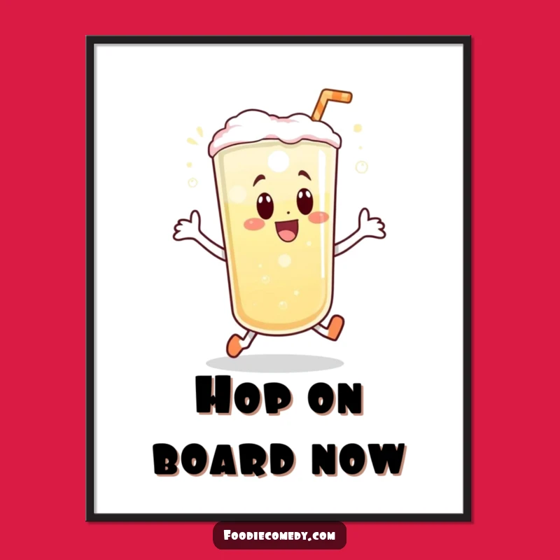 Funny Beverage Hop Poster: Joyful Wall Art Featuring a Hopping Drink
