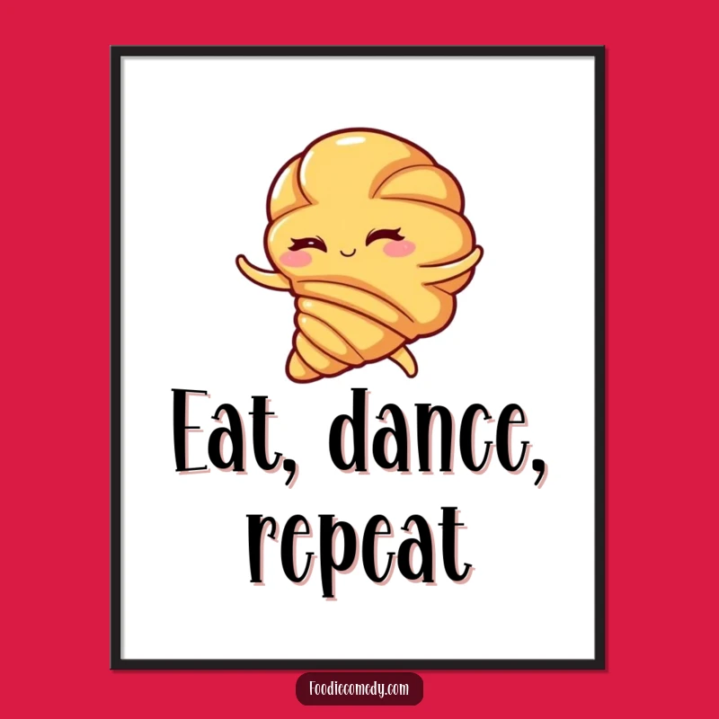 Funny Croissant Flamenco Swirl Poster - Vibrant Wall Art for Laugh Lovers