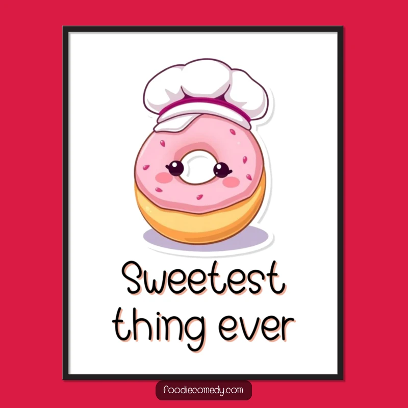 Funny Frosty Donut Poster - Adorable Kawaii Baker Donut Art - Unique Funny Gift