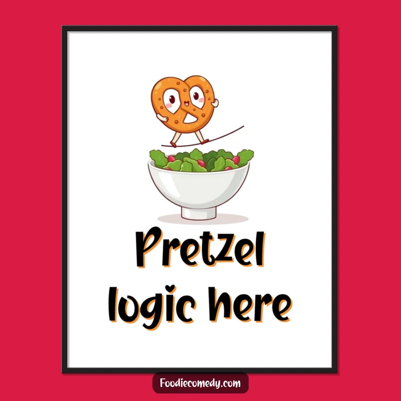 Funny Kawaii Pretzel Tightrope Poster: Hilarious Wall Art for Foodies