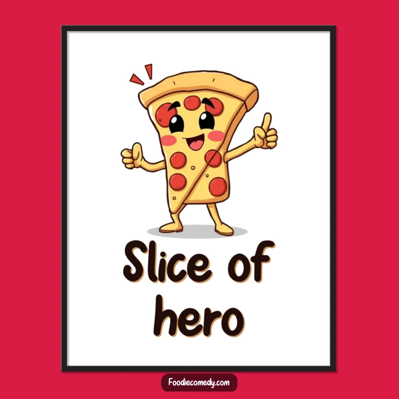 Funny Pizza Slice Hero Poster: Epic Food Art, Perfect Funny Gift Wall Decor