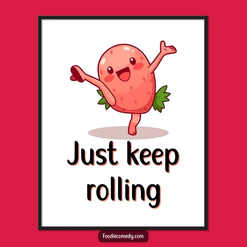 Funny Strawberry Cartwheel Poster: Vibrant and Humorous Fruit Art for Your Walls