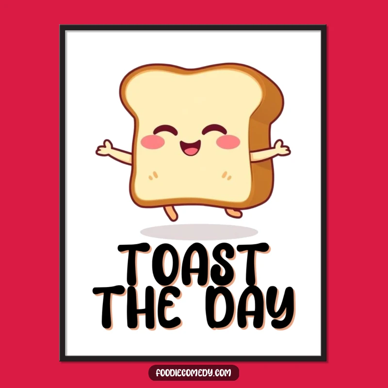 Funny Toast Art Print: Giggling Shuffle Dance - Humorous Wall Decor Gift