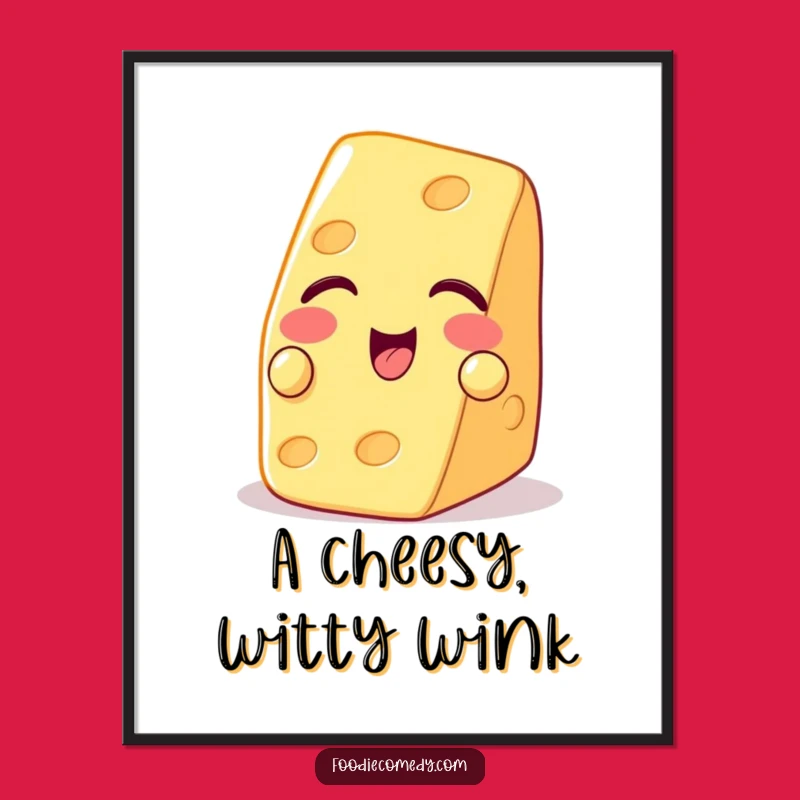 Funny Winking Cheese Poster - Whimsical Wall Art for a Playful Home
