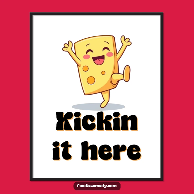 Funny Cheese High Kick Poster a Hilarious Wall Art for Dairy Enthusiasts