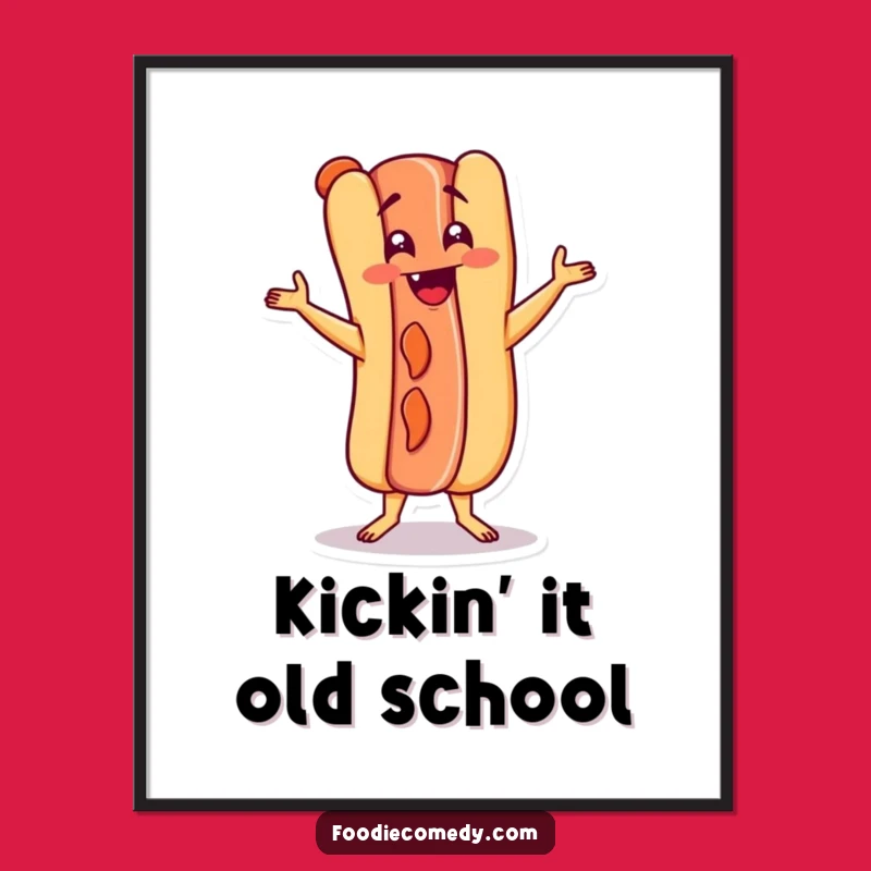 Funny Hot Dog Charleston Poster: Retro Dance Vibes for Your Walls, Great Gift!