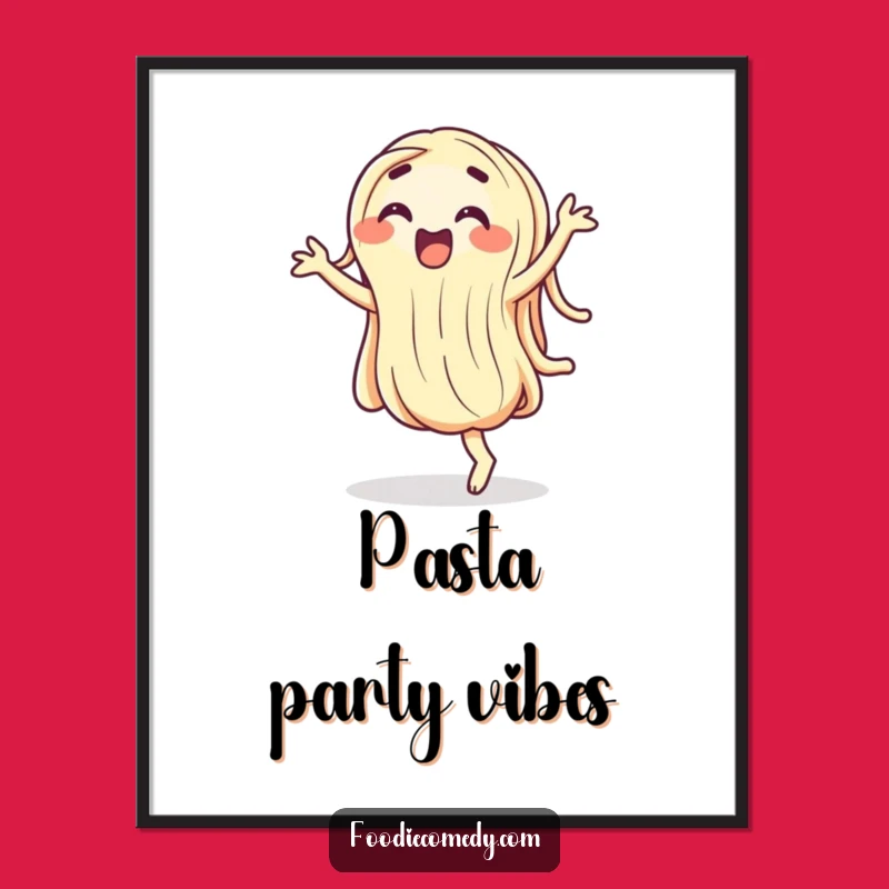 Funny Wiggling Noodle Poster - Hilarious Dancing Food Cartoon Wall Art