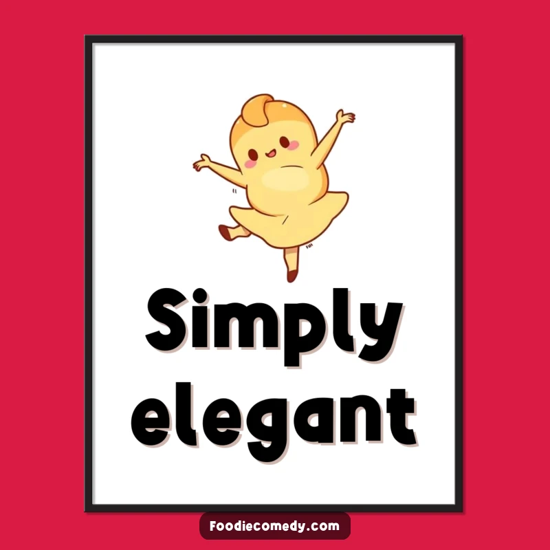 Funny Croissant Ballet Leap Poster: Elegant and Humorous Pastry Art