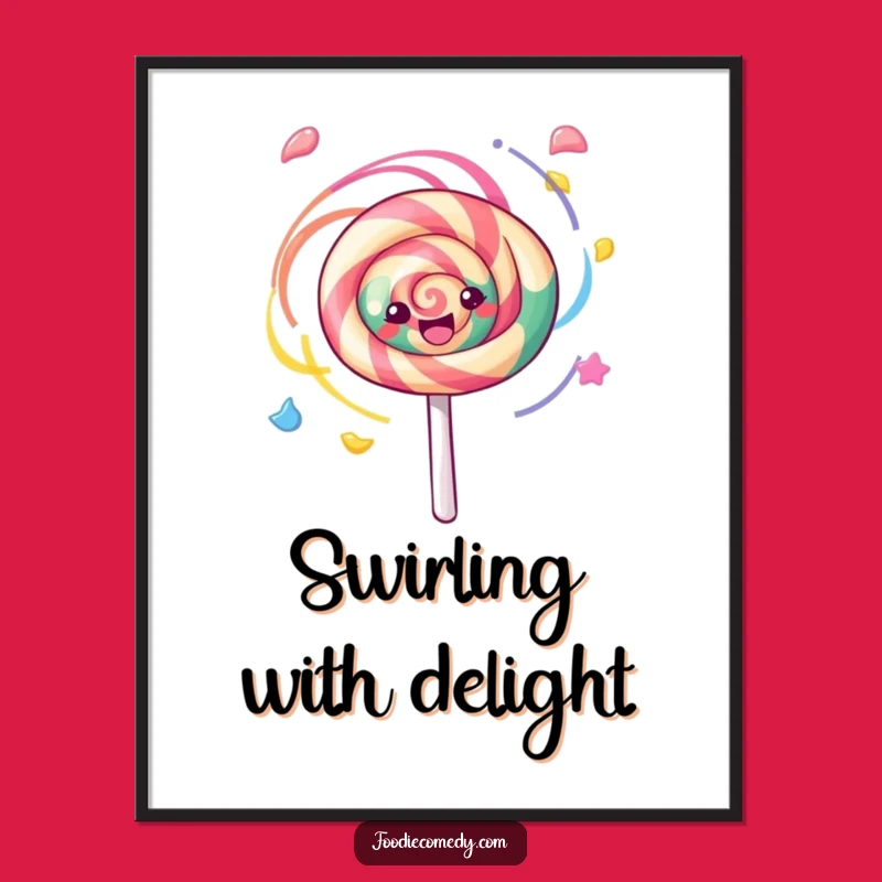 Funny Kawaii Lollipop Swirl Poster, Whimsical Wall Art Gift