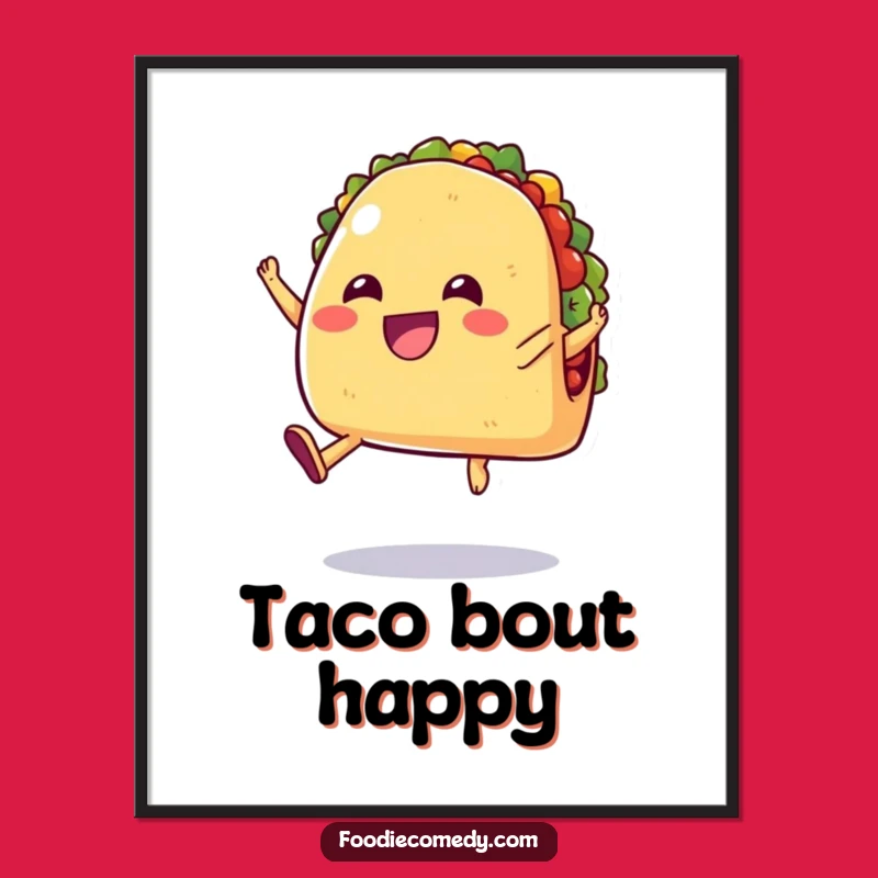 Funny Jumping Taco Art Print - Hilarious Fiesta Poster Gift