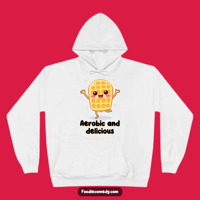 Funny Happy Waffle Aerobics Hoodie - Cozy & Energetic Breakfast Apparel
