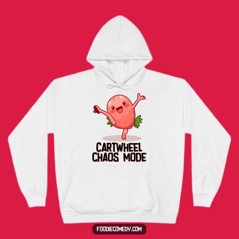 Funny Strawberry Cartwheel Hoodie: Cozy and Comical Fruit Character Sweatshirt Gift