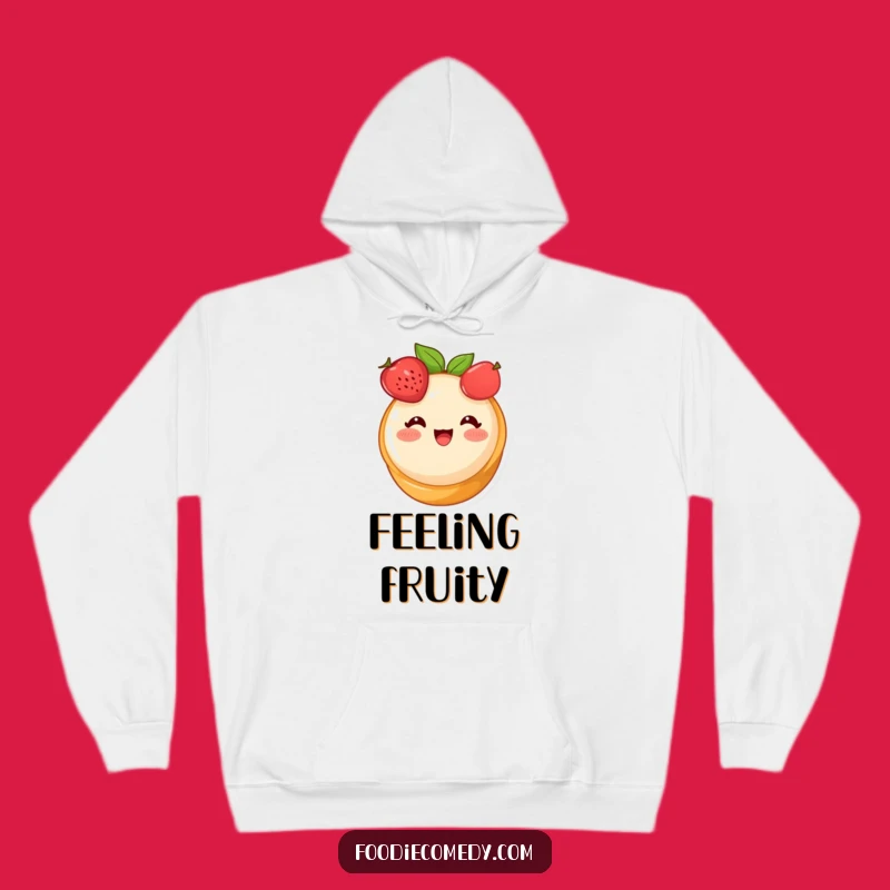 Funny Blushing Fruit Tart Hoodie - Cozy Cute Dessert Cartoon Gift
