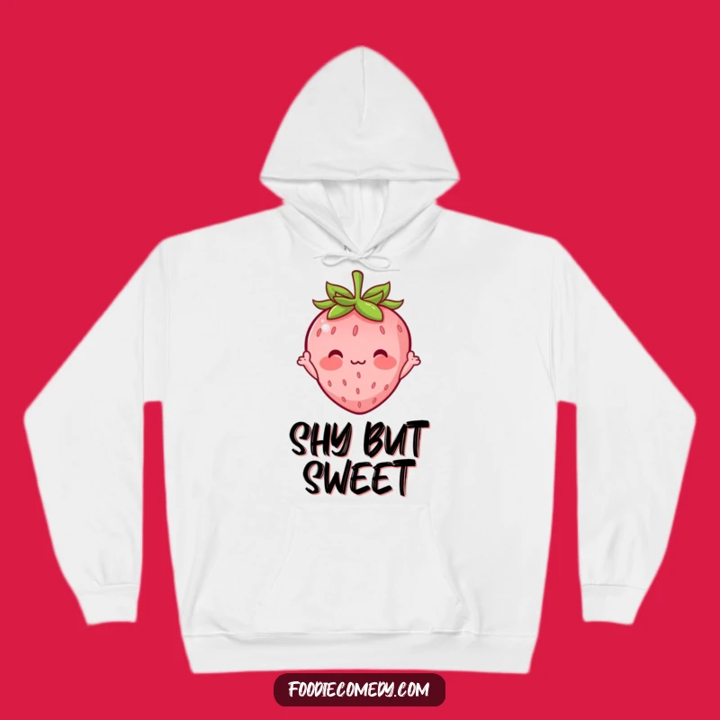 Funny Blushing Strawberry Hoodie: Cozy Shy Character Sweatshirt Gift