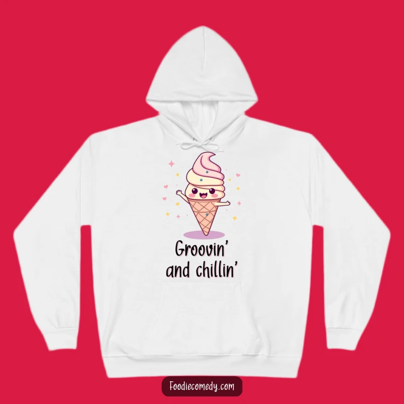 Funny Disco Ice Cream Cone Hoodie: Cozy Swirl Wear for Chill Dance Parties!