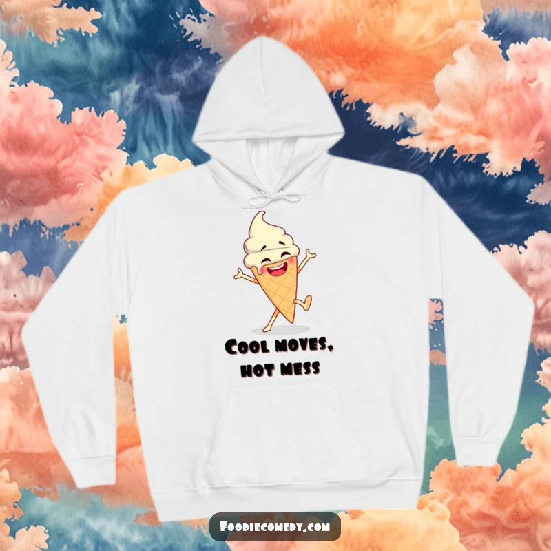 Funny Ice Cream Breakdance Hoodie: A comfortable hoodie featuring a goofy ice cream cone breakdancing, dripping with happiness.