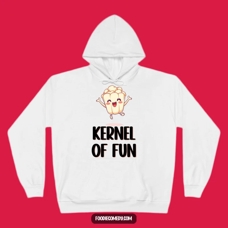Funny Popcorn Leap Hoodie: Excited Kernel Fun - Cozy Humorous Gift