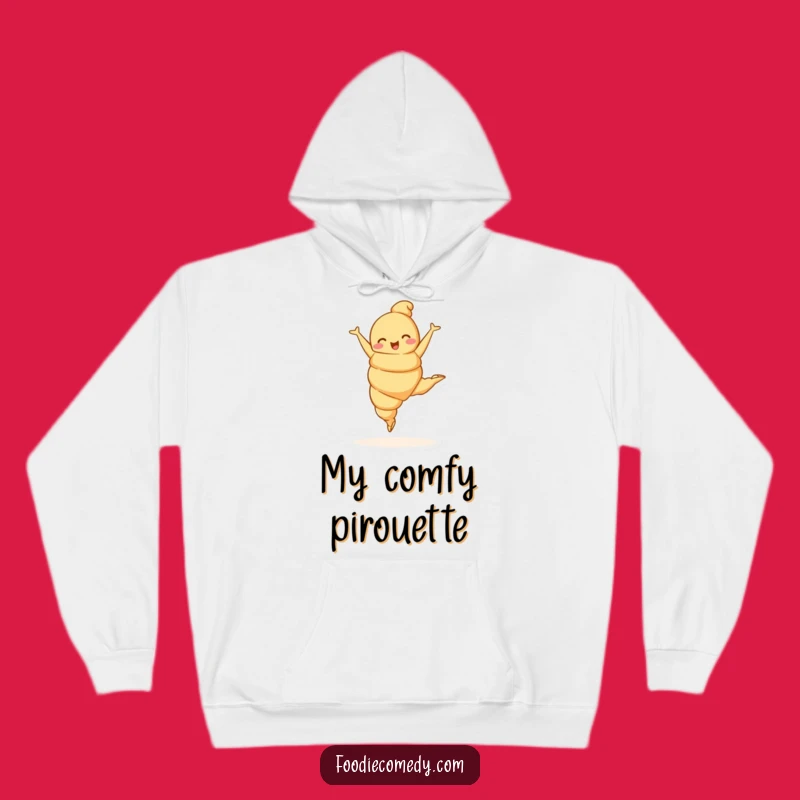 Cozy Funny Croissant Ballet Hoodie: Warm and Elegant Humorous Gift