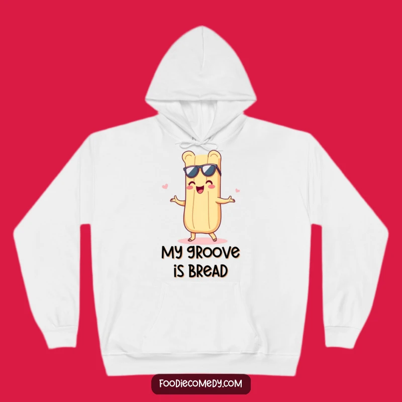 Funny Baguette Shimmy Hoodie: Cozy Comfort with a Groovy Bread Design