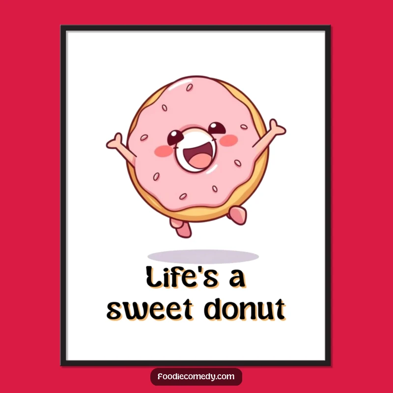 Free Printable Funny Donut Jump Wall Art - Whimsical & Playful Downloadable Decor
