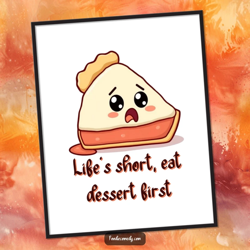 Funny Free Printable Wall Art: A shocked pie slice, surprised and crustless, creating hilarious downloadable art for any room.