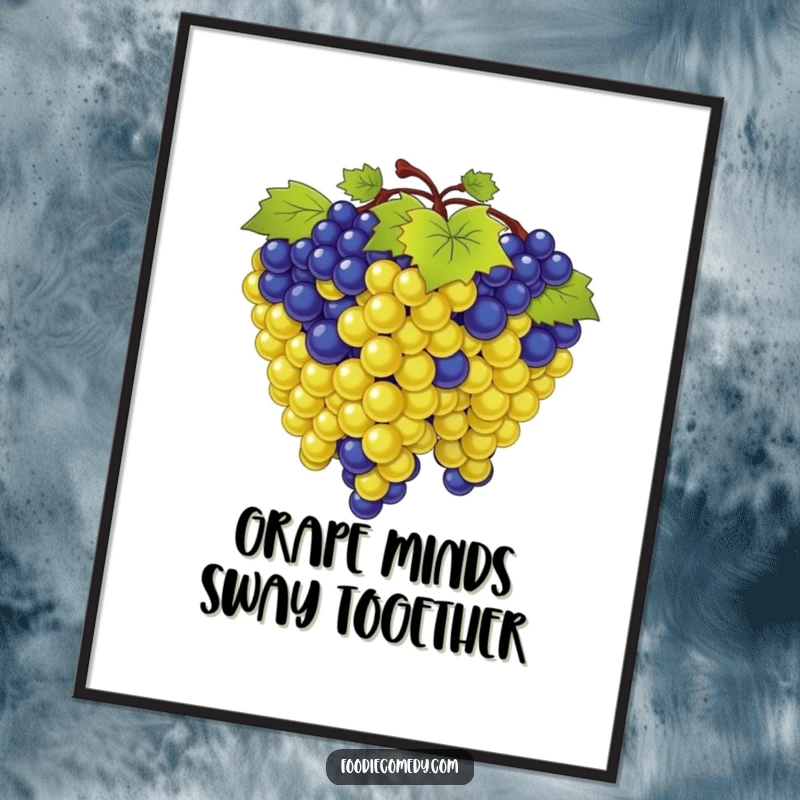 Funny Free Printable Wall Art: A vibrant bunch of grapes swaying in unison, exuding cheerful energy.