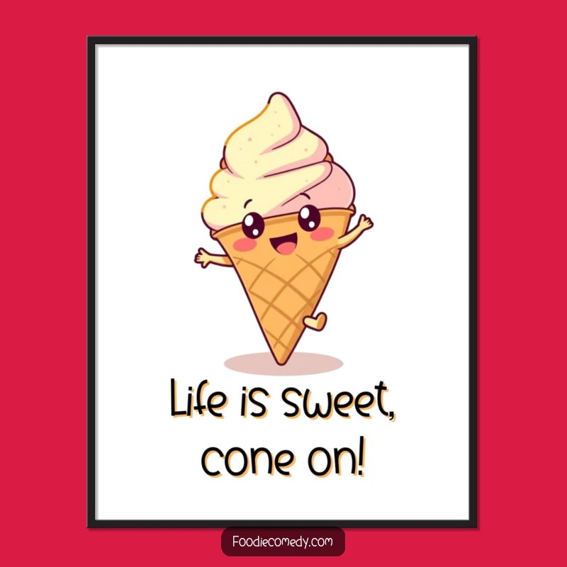 Free Printable Ice Cream Wall Art: Funny Cartwheel Downloadable Decor