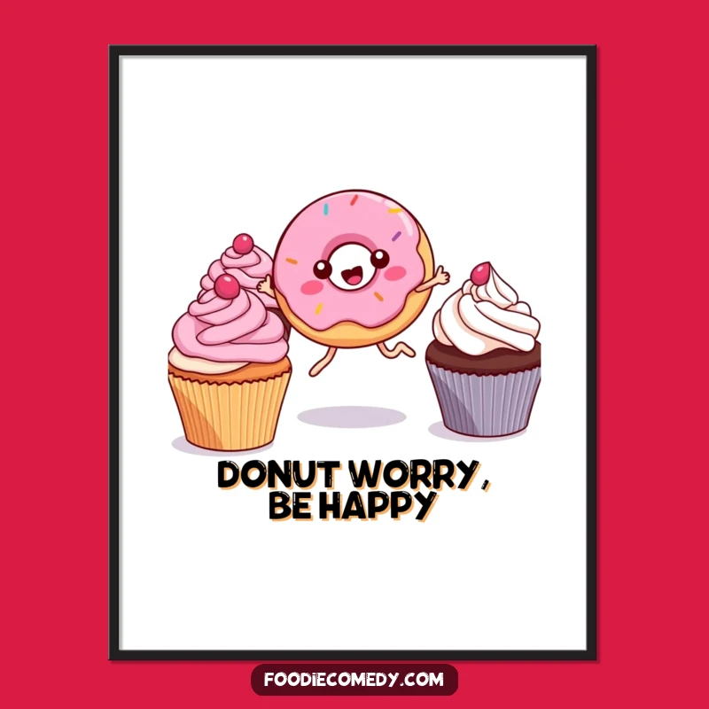 Free Printable Wall Art: Kawaii Donut Leaping, Funny Downloadable Decor for Sweet Spaces!