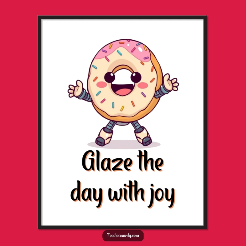 Funny Free Printable Wall Art: Donut Robot Dancing, Sweet Downloadable Decor