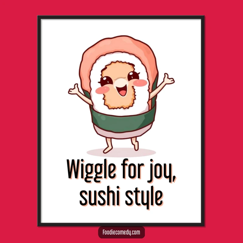 Funny Free Printable Wall Art: Groovy Sushi Roll Dancer, Quirky Decor