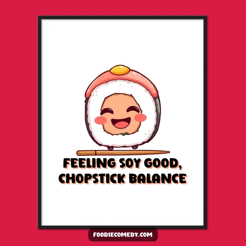 Funny Free Printable Wall Art: Sushi Chopstick Balance - Downloadable Art for Foodies